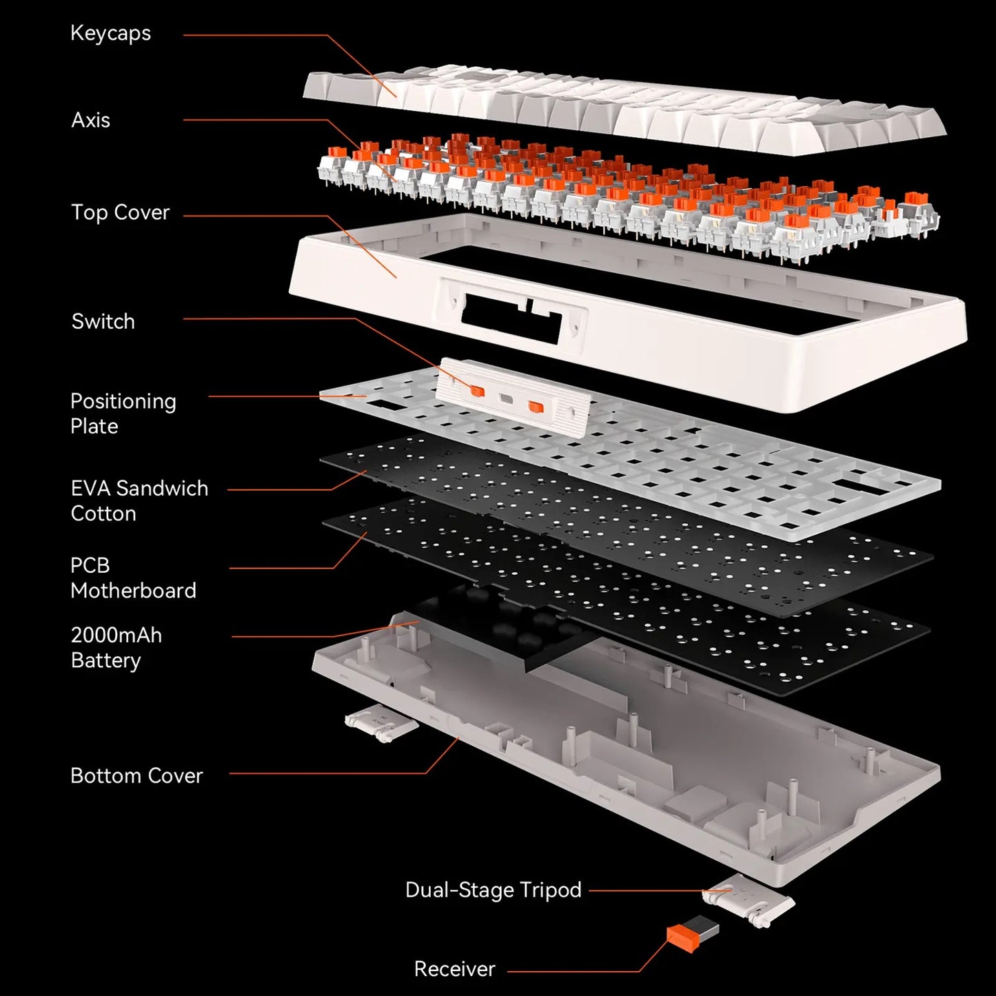 Meetion MT-MK12 Tri Mode Mechanical 65% Gaming Keyboard, Hot-Swap, RGB