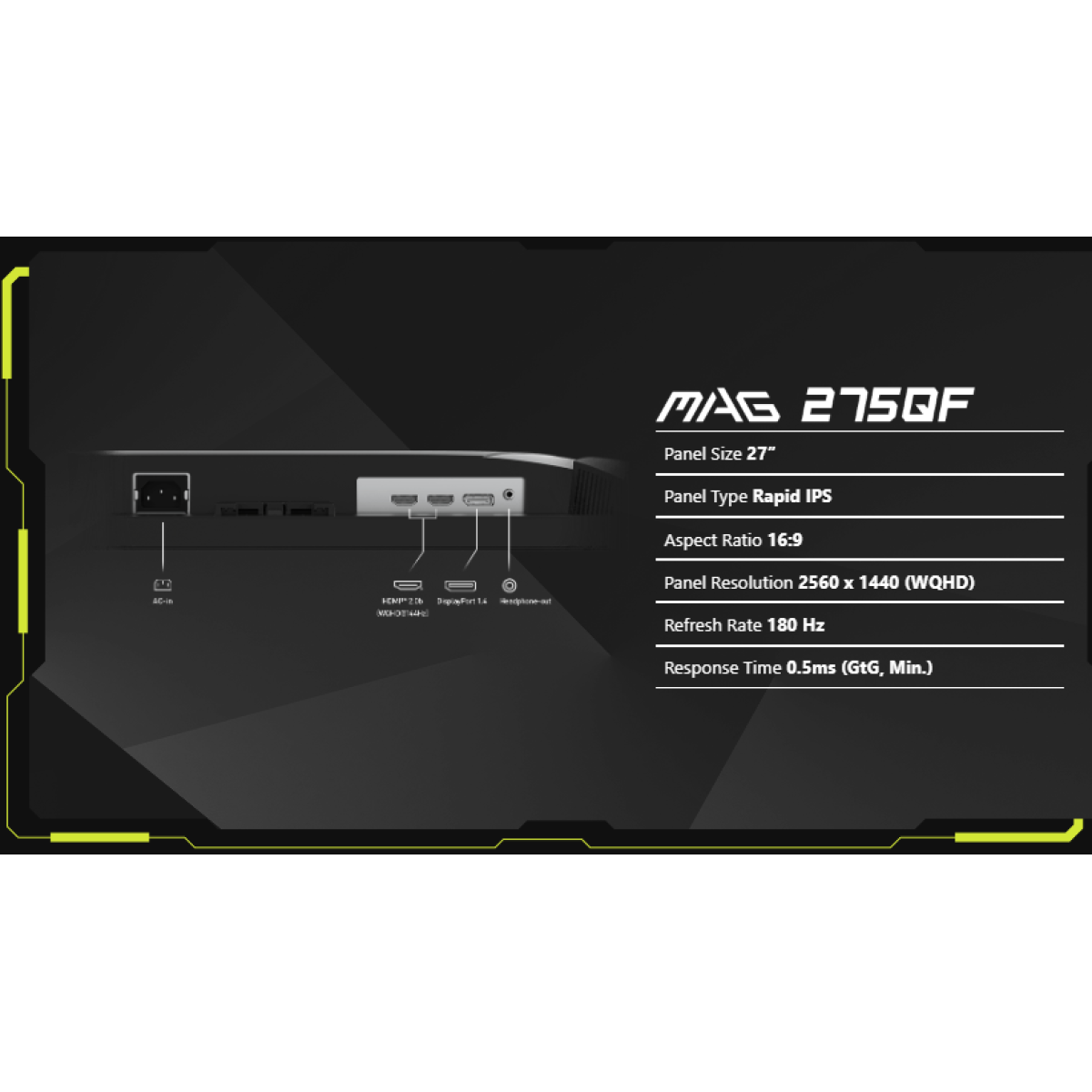 MSI MAG 275QF 27-inch 2K Gaming Monitor, 2560 x 1440 (UHD)