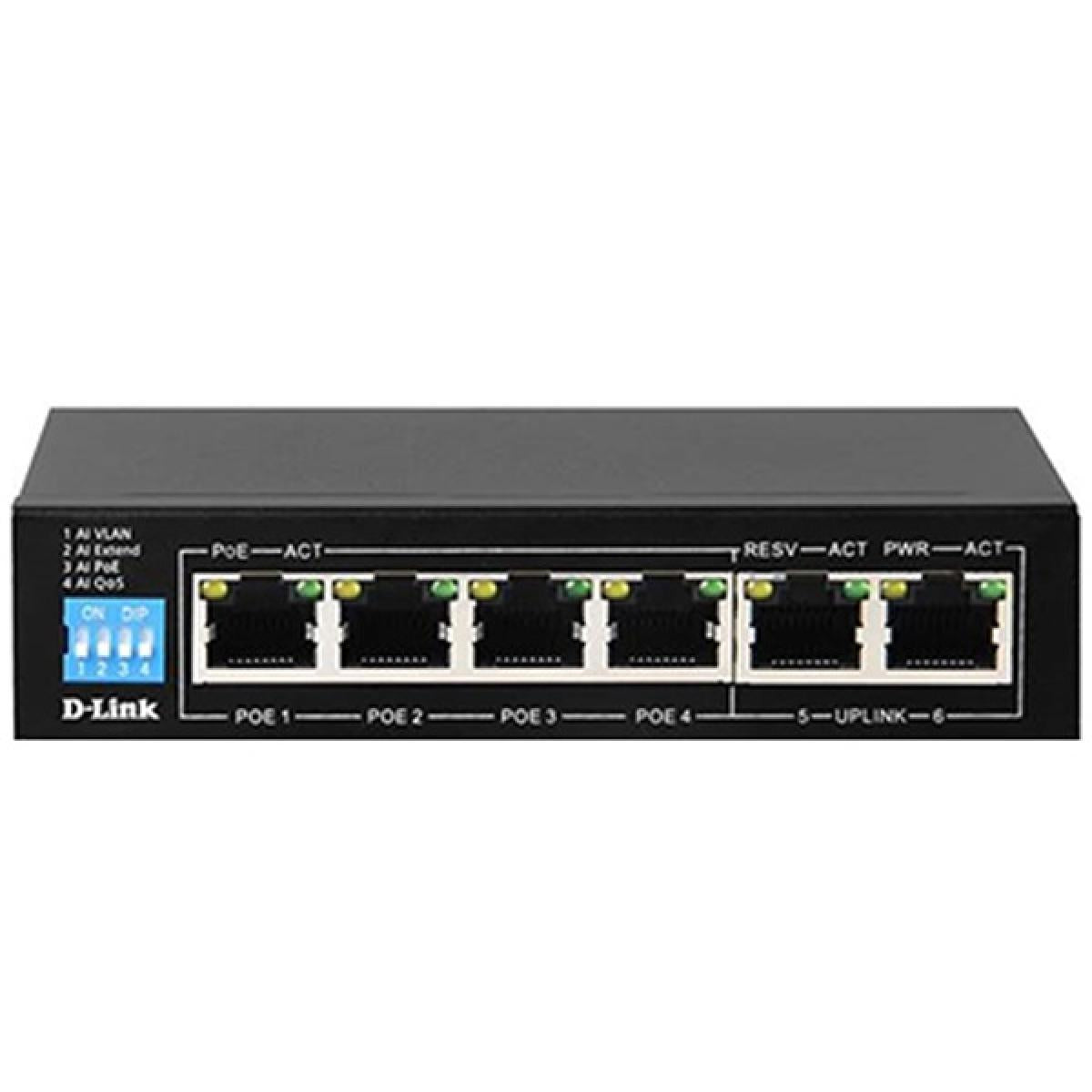 D-Link DGS-F1006P-E 6-Port 10/100/1000 Switch with 4 PoE Ports 6 Port