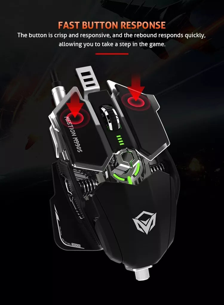 MeeTion MT-M990S USB RGB Programmable Gaming Mouse, Resolution 4000DPI, Keys:9