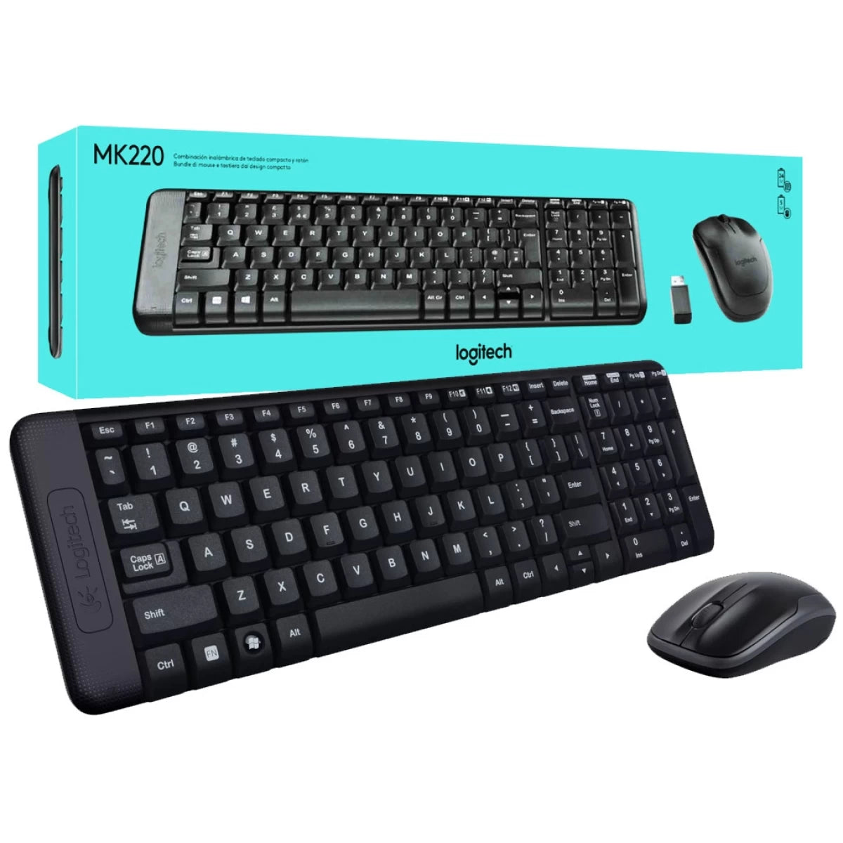 Logitech MK220 Keyboard and Mouse Combo Wireless USB-Receiver - Black