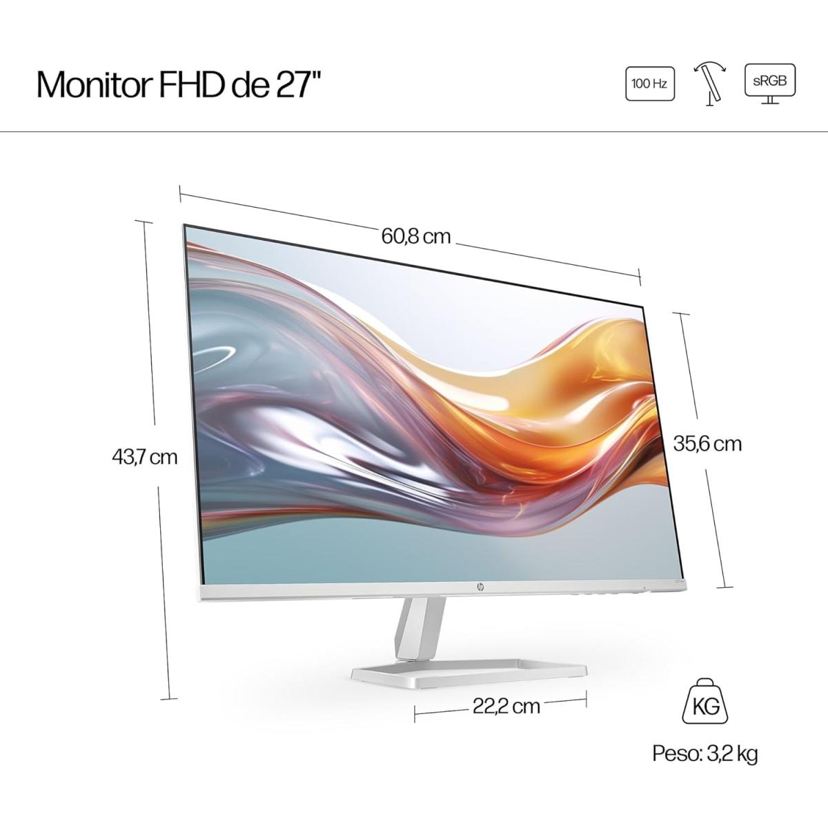 HP 527sw Series 5 27 inch FHD Ultra slim Monitor FHD(Silver&White)