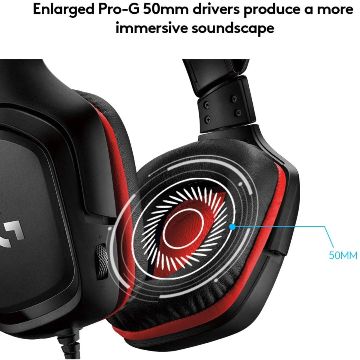 Logitech G332 Rotating Leatherette Ear Cups 3.5 mm Audio Jack ,Black