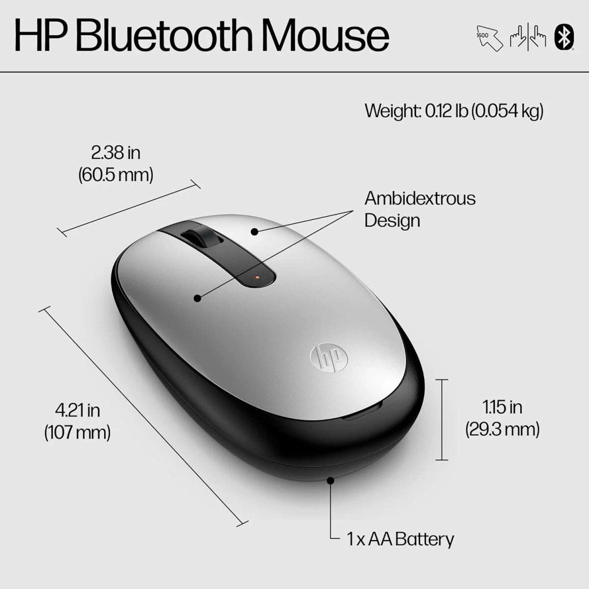 HP 240 Bluetooth® Mouse, Lock On with Bluetooth® 5.1 Wireless connectivity,