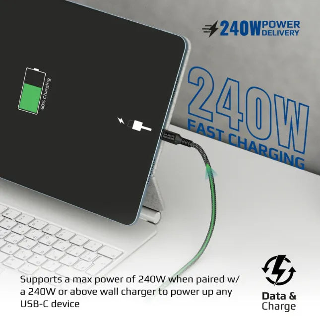 Promate Charging USB-C Cable 240W Super Speed Fast Charging USB-C Cable Promate Charging USB-C Cable 240W Super Speed Fast Charging USB-C Cable