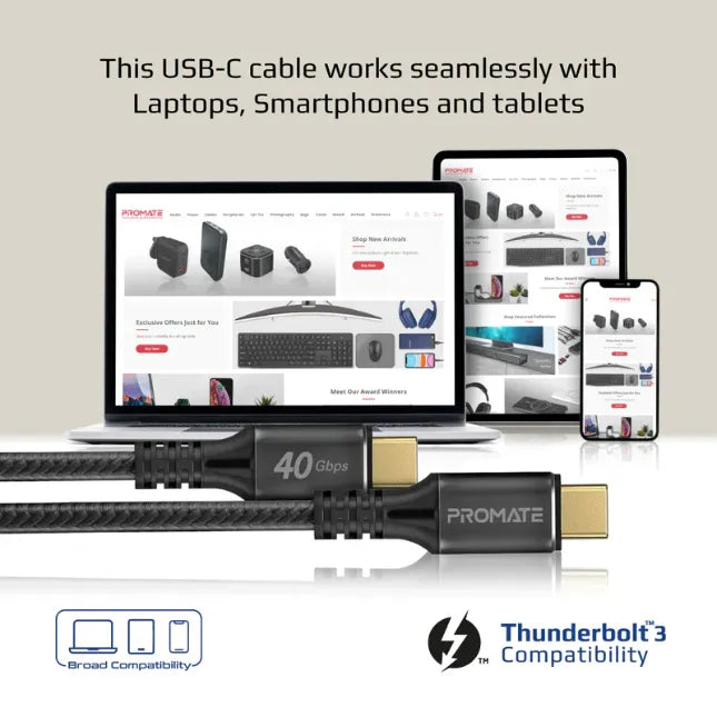 Promate Charging USB-C Cable 240W Super Speed Fast Charging USB-C Cable Promate Charging USB-C Cable 240W Super Speed Fast Charging USB-C Cable