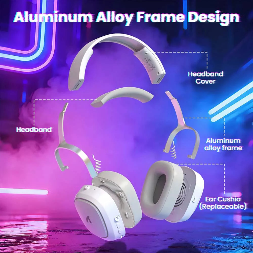 Attack Shark G800 Wireless wired options RGB Gaming Headset – White