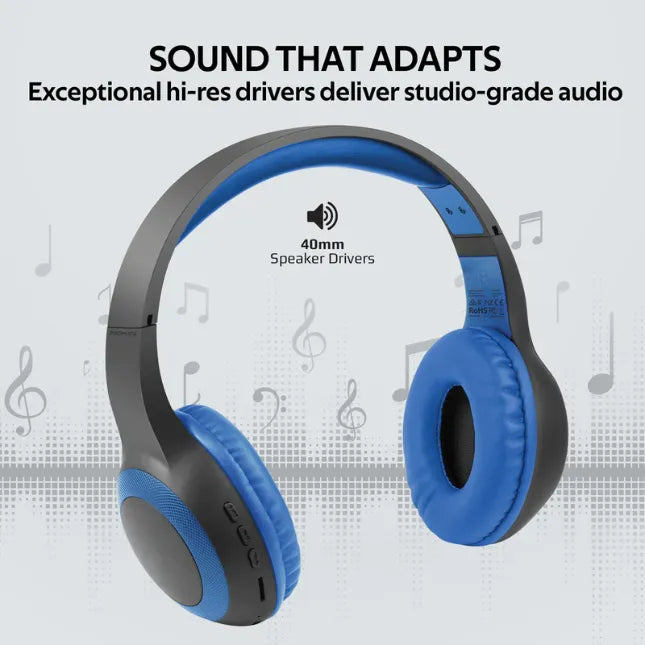 Promate LaBoca.Black, Wireless Headphones Deep Bass Over-Ear Wireless Headphones