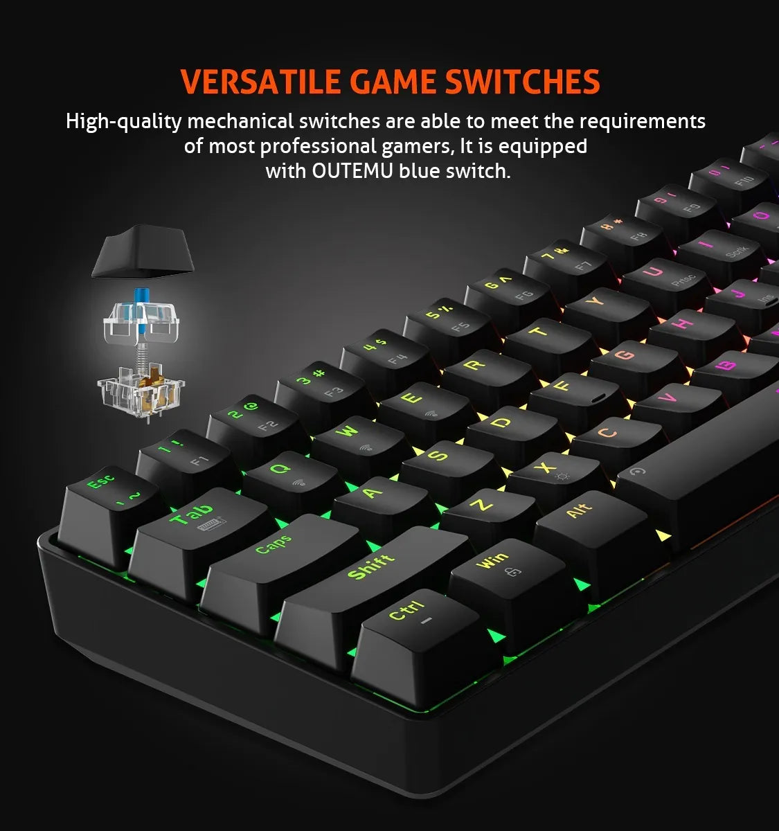 Meetion MT-MK005 Hestia 60% Mechanical Gaming Wired Keyboard, Type-C, RGB