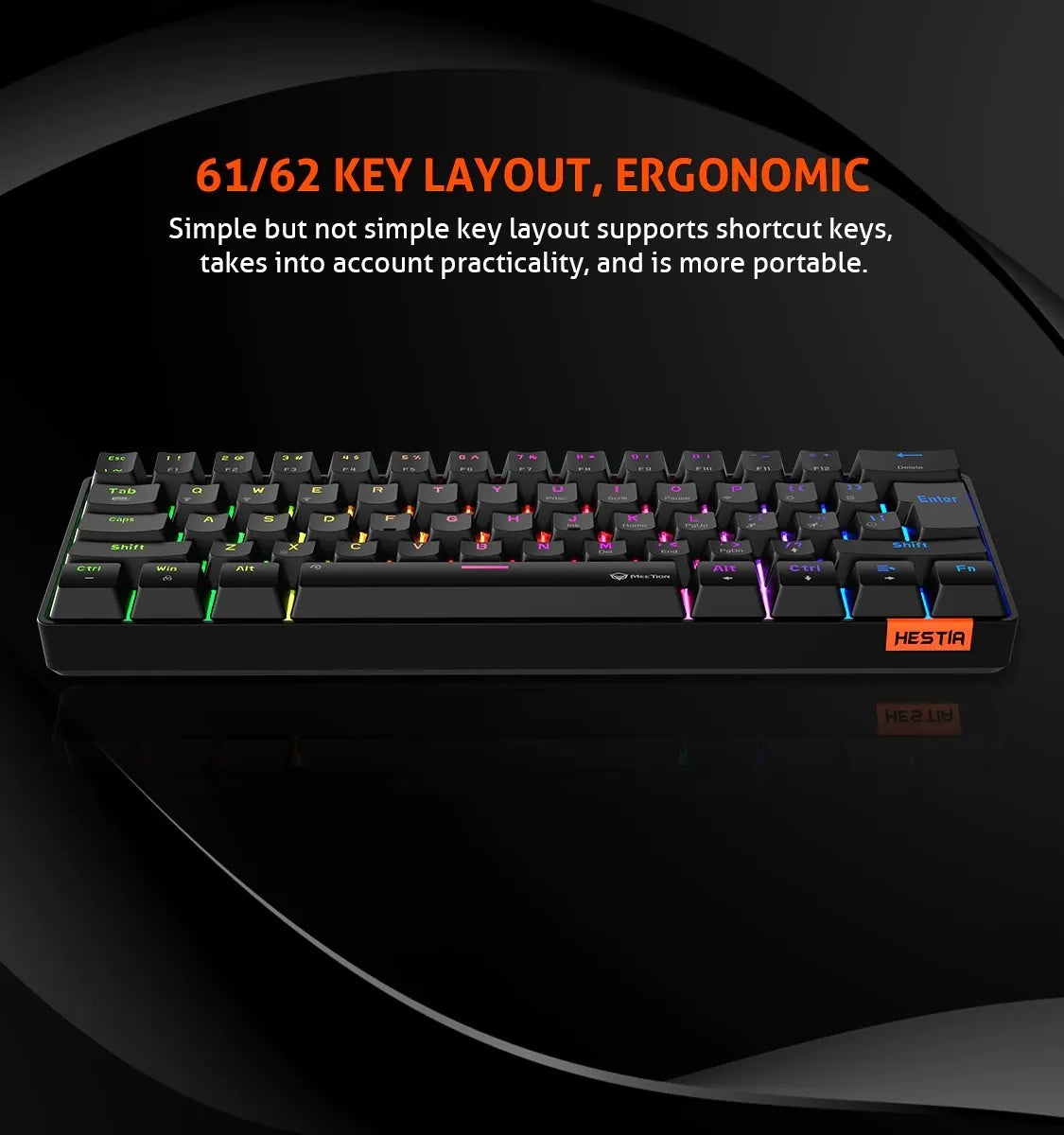 Meetion MT-MK005 Hestia 60% Mechanical Gaming Wired Keyboard, Type-C, RGB