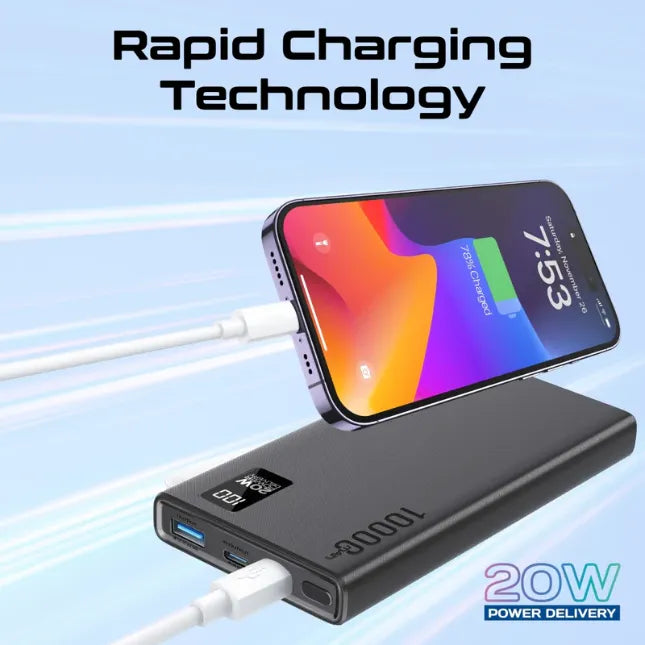 Promate Smart Charging 20W PD Dual USB-C /22.5W USB-A Power Bank BOLT-10PD Promate Smart Charging 20W PD Dual USB-C /22.5W USB-A Power Bank BOLT-10PD