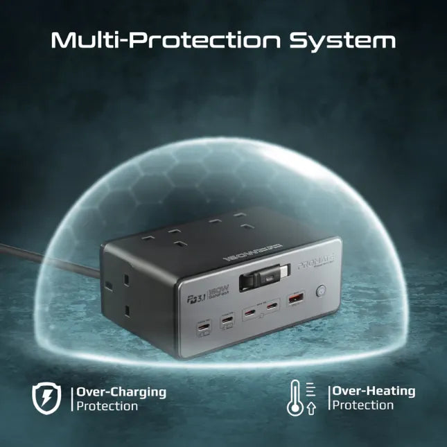 Promate Charging Station four powerful 3250W AC sockets & high-performance 160W Promate Charging Station four powerful 3250W AC sockets & high-performance 160W