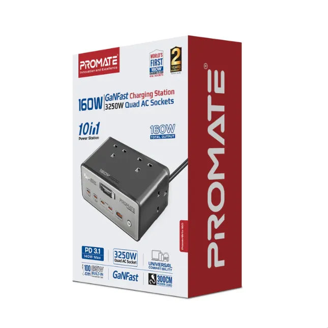 Promate Charging Station four powerful 3250W AC sockets & high-performance 160W Promate Charging Station four powerful 3250W AC sockets & high-performance 160W