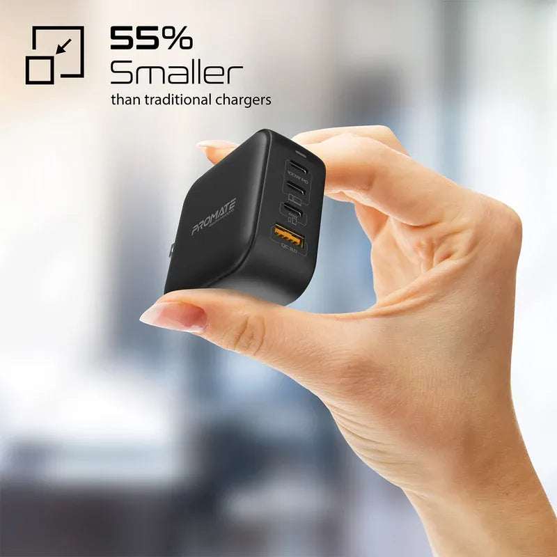 Promate 100W Power Delivery GaNFast™ Charger with Quick Charge 3.0 GaNPort4-100PD Promate 100W Power Delivery GaNFast™ Charger with Quick Charge 3.0 GaNPort4-100PD