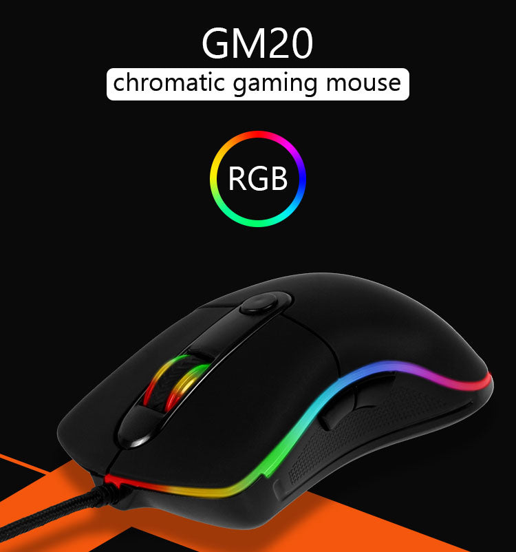 MeeTion MT-GM20 USB Wired RGB Gaming Mouse, Resolution 4800DPI, Keys: 6+1