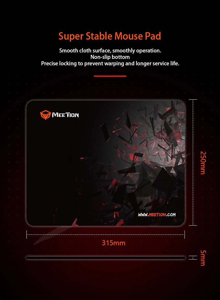 MeeTion MT-C011 USB Wired RGB Gaming Mouse & Pad Combo, Resolution 6400DPI