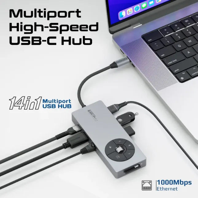 Promate ComandHub-Pro, USB-C Hub 14-in-1 Highspeed Multiport with 100W PD Promate ComandHub-Pro, USB-C Hub 14-in-1 Highspeed Multiport with 100W PD