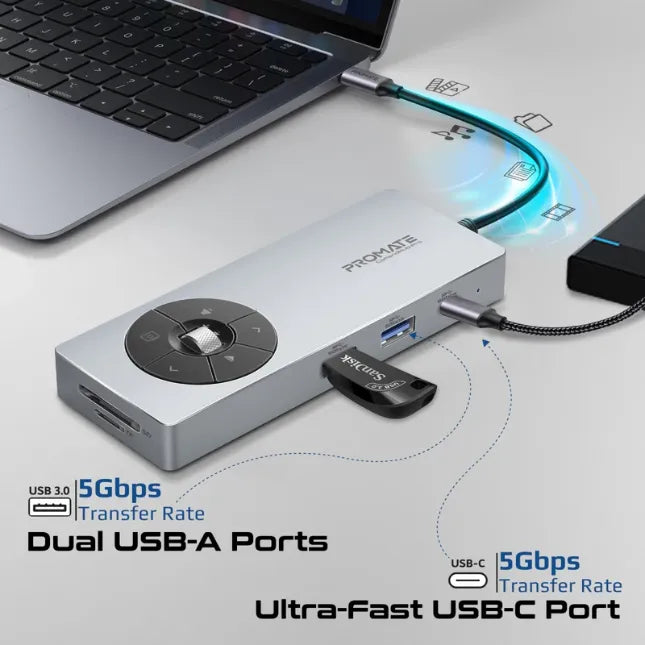 Promate ComandHub-Pro, USB-C Hub 14-in-1 Highspeed Multiport with 100W PD Promate ComandHub-Pro, USB-C Hub 14-in-1 Highspeed Multiport with 100W PD