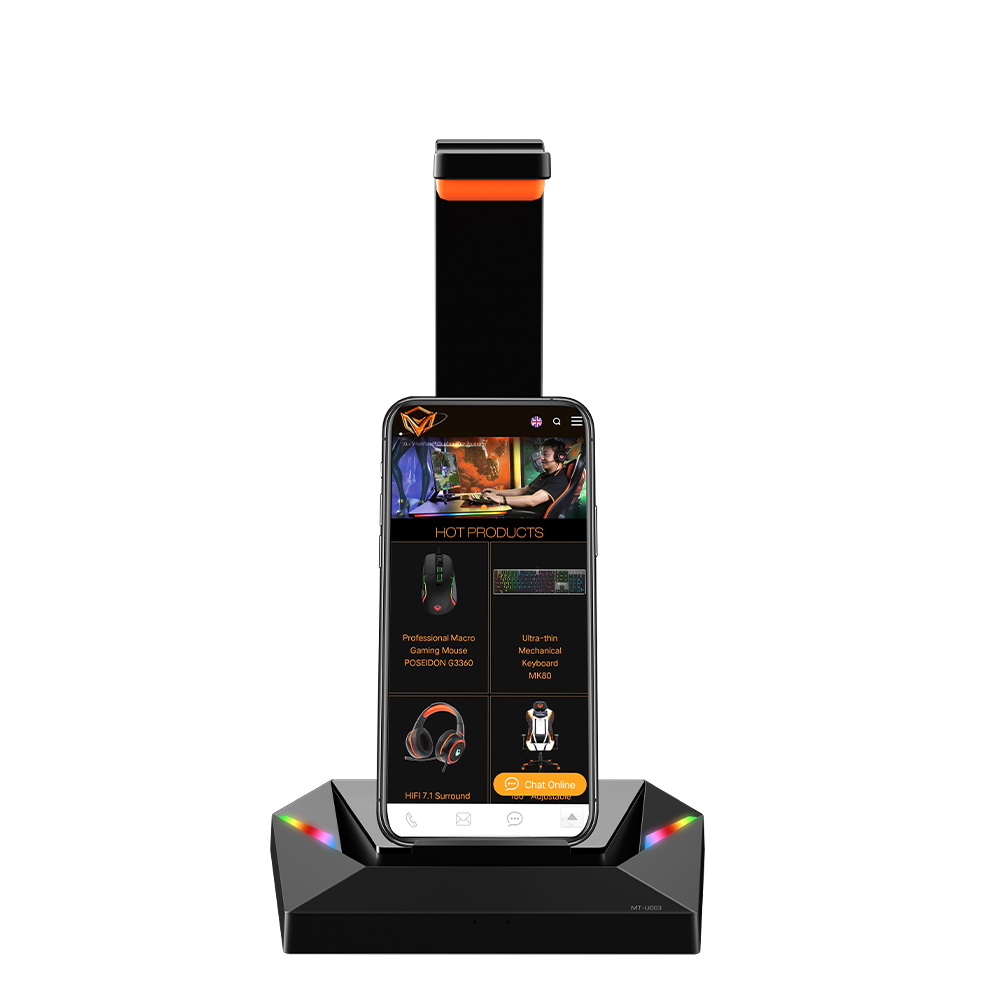Meetion MT-U003 Stand For Gaming Headphone, LED Backlit, USB/Type-C output ports