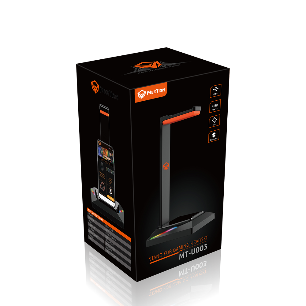 Meetion MT-U003 Stand For Gaming Headphone, LED Backlit, USB/Type-C output ports