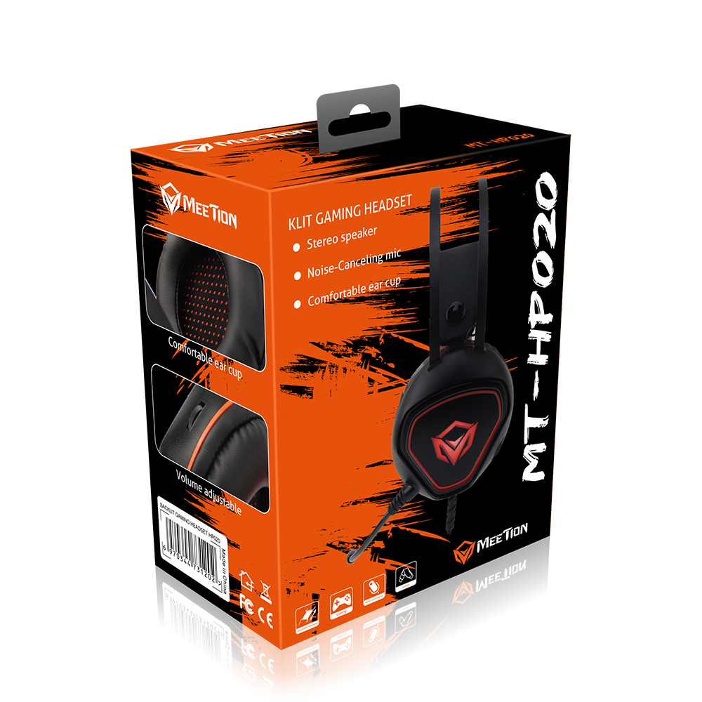 Meetion MT-HP020 Wired Backlit Gaming Headset, 3.5mm &USB, Noise Canceling Mic