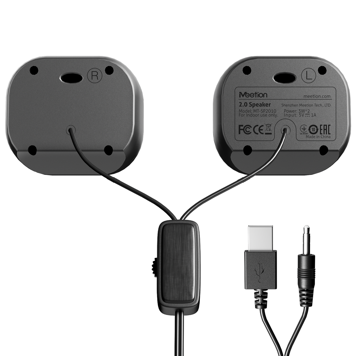 Meetion MT-SP2010 Office Desktop Wired Speakers, HiFi 2.0 Stereo Sound