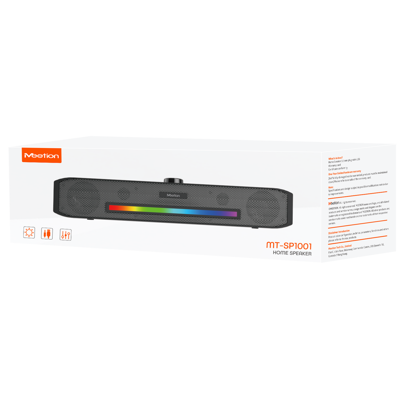 Meetion MT-SP1001 Office Strip Desktop Bar Speakers, USB & 3.5 AUX, RGB