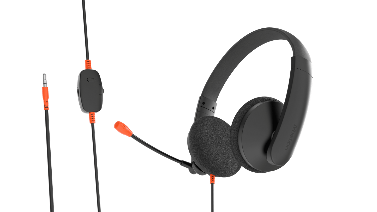 Meetion MT-HP003 Telephony 3.5mm Headset, Noise-Canceling Mic, Adjustable Headband