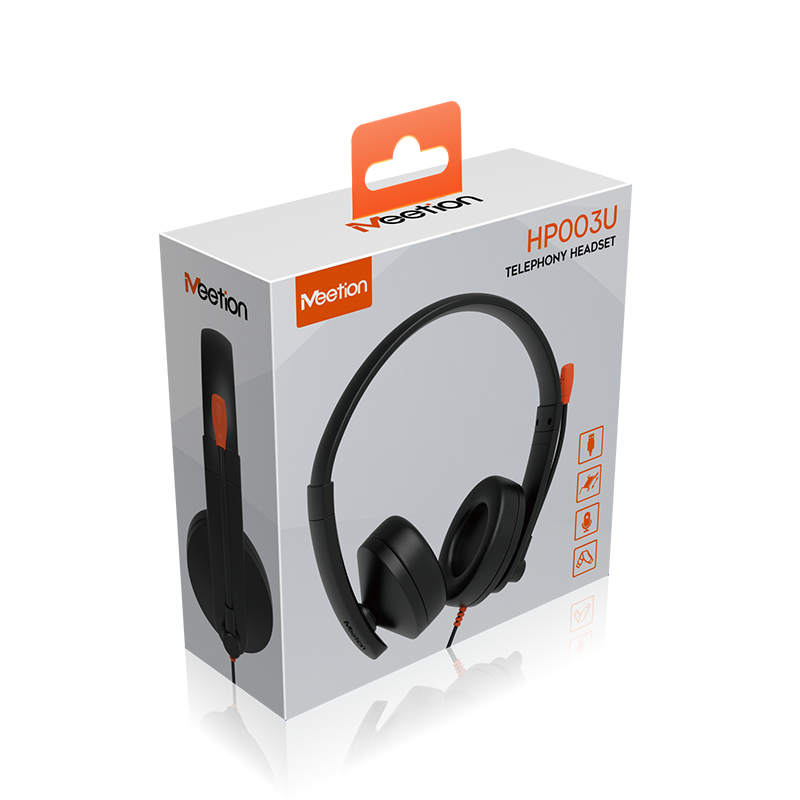 Meetion MT-HP003U Telephony USB Headset, Noise-Canceling Mic, Volume Control