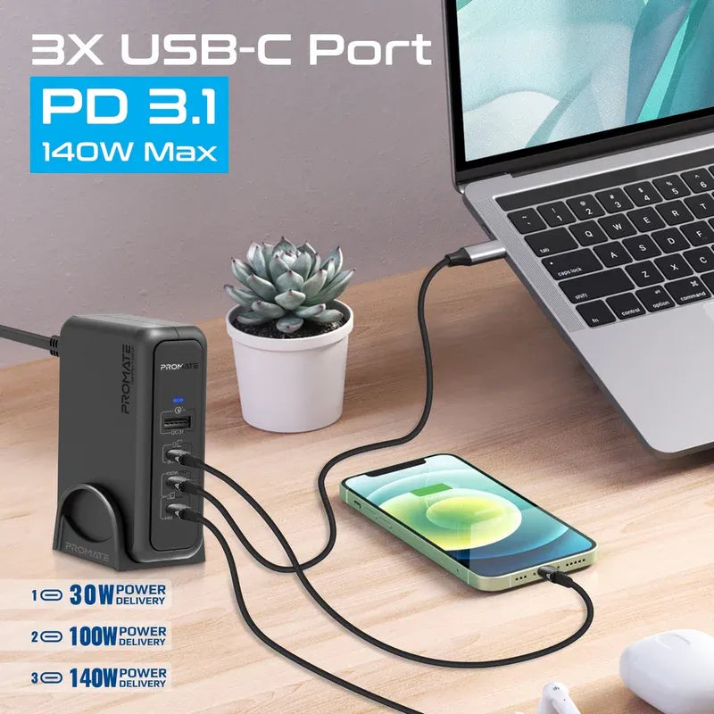 Promate 140W Super-Speed with Power Delivery 3.1 & Quick Charge 3.0 -140W.EU Promate 140W Super-Speed with Power Delivery 3.1 & Quick Charge 3.0 -140W.EU