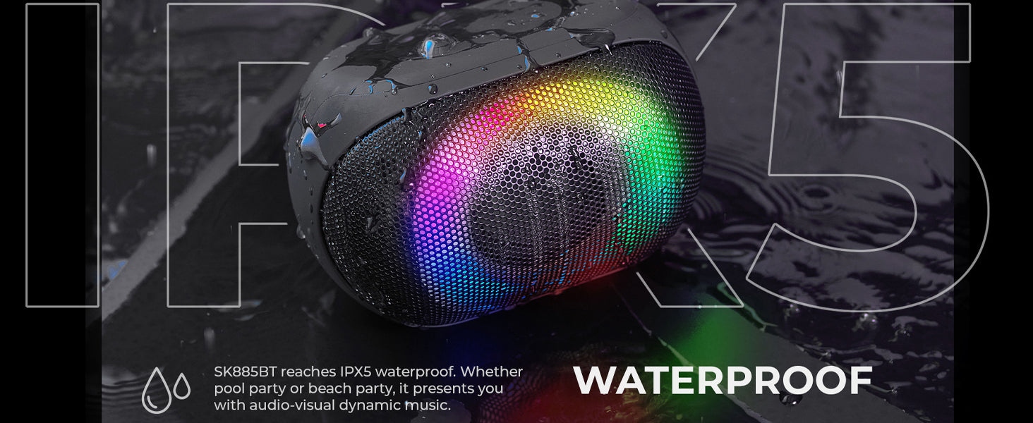 HAVIT Wireless Speaker SK885BT Colorful RGB Light Waterproof 8w Battery: 3.7V/1800mAh HAVIT Wireless Speaker SK885BT Colorful RGB Light Waterproof 8w Battery: 3.7V/1800mAh