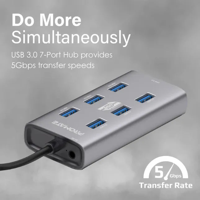 Promate EZHUB-7, Hub 7 USB-A Ports Include USB-A + USB-C Adaptor Promate EZHUB-7, Hub 7 USB-A Ports Include USB-A + USB-C Adaptor