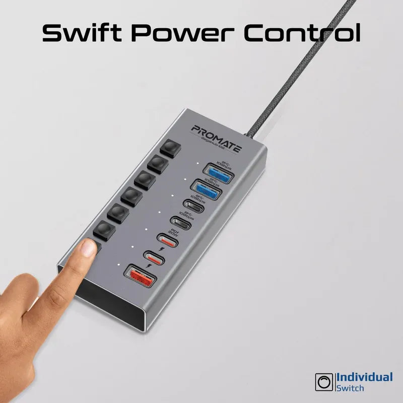 Promate GegaHub-10G , 7in1 High Speed Multi-Ports 10Gbps Data & Charging Hub Promate GegaHub-10G , 7in1 High Speed Multi-Ports 10Gbps Data & Charging Hub