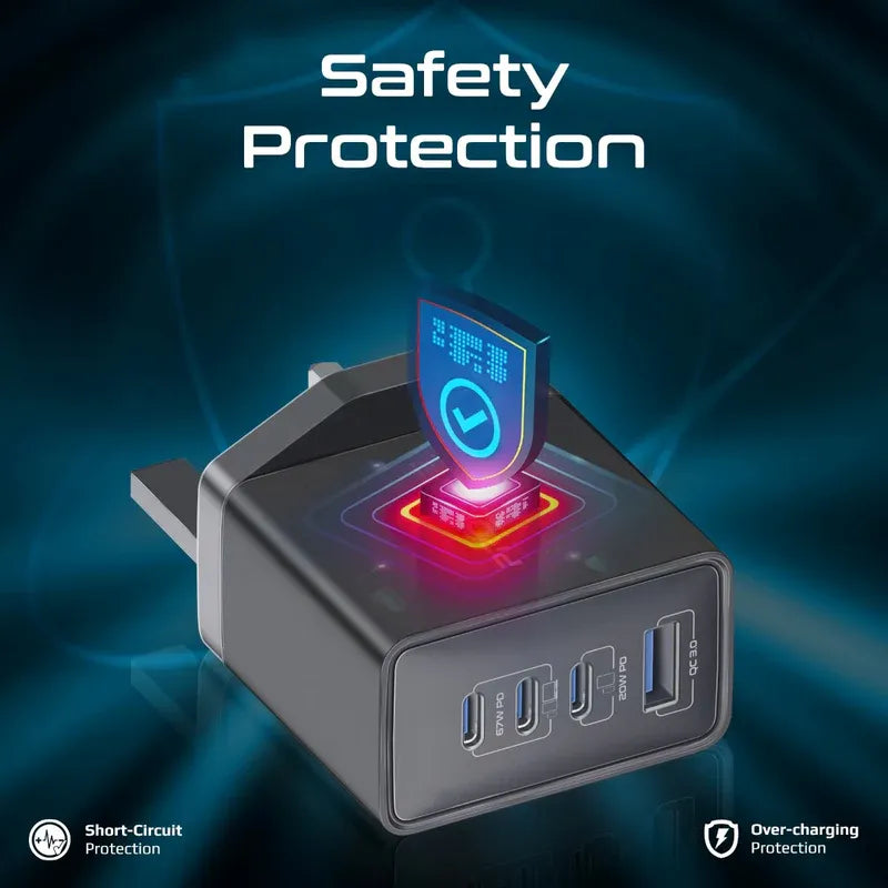 Promate Charger 67W Power Delivery GaNFast™ Quick Charge 3.0 GaNPort4-67PD Promate Charger 67W Power Delivery GaNFast™ Quick Charge 3.0 GaNPort4-67PD