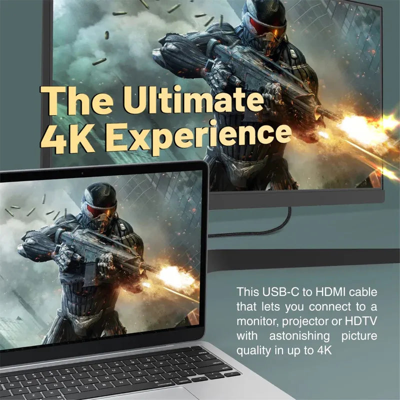 Promate HDMI-PD100, USB-C to HDMI Cable  Up to 4K@60 Hz Length 1.8 Meters