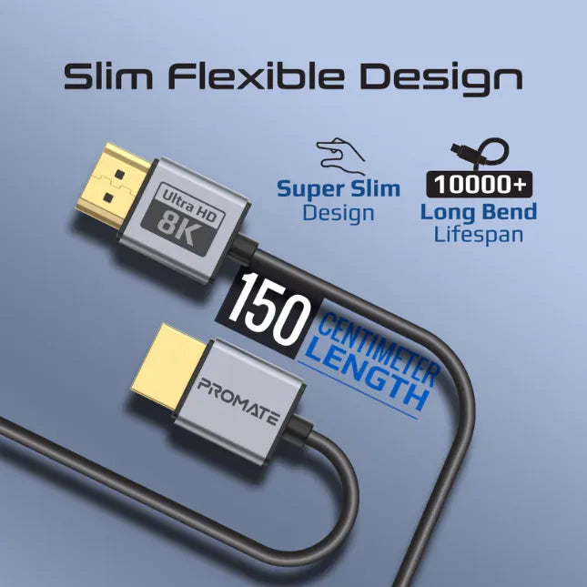 Promate PrimeLink8k-150, HDMI Cable Cable Length 1.5M Transfer Rate 48Gbps