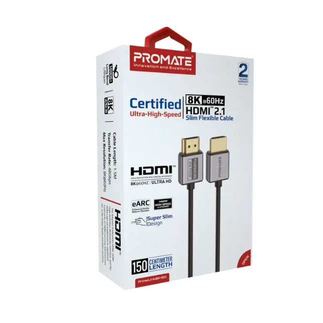 Promate PrimeLink8k-150, HDMI Cable Cable Length 1.5M Transfer Rate 48Gbps
