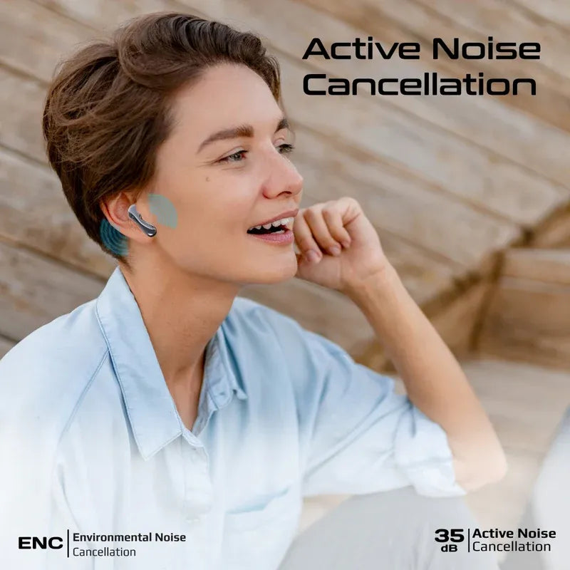Promate Baton Black TWS Earbuds High-Definition Hybrid ANC TWS Earbuds IntelliTouch