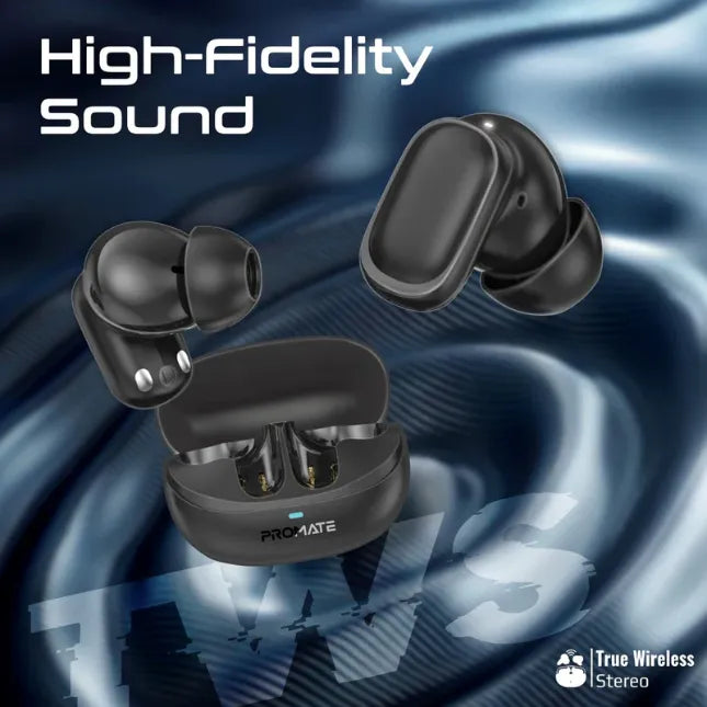 Promate Lush-Pro.Black TWS Earbuds High-Definition TWS Earbuds with Intellitouch