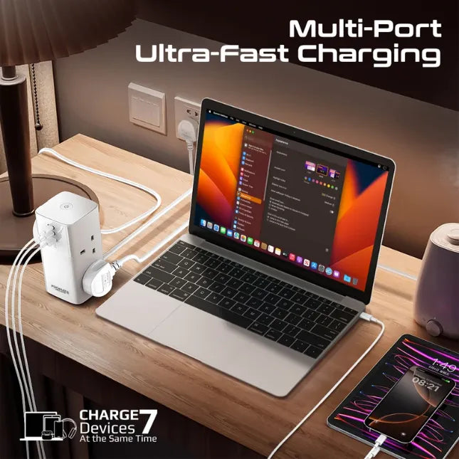 Promate Charging Station 70W Multi-Port Quad AC Sockets PowerTower-70W Promate Charging Station 70W Multi-Port Quad AC Sockets PowerTower-70W