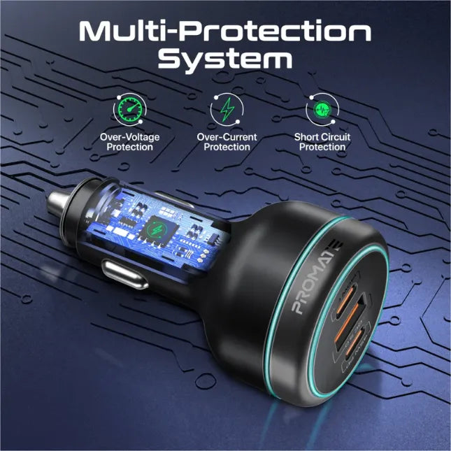 Promate Car Charger Dual Power Delivery its 140W Power Delivery 3.1, laptops, tablets Promate Car Charger Dual Power Delivery its 140W Power Delivery 3.1, laptops, tablets
