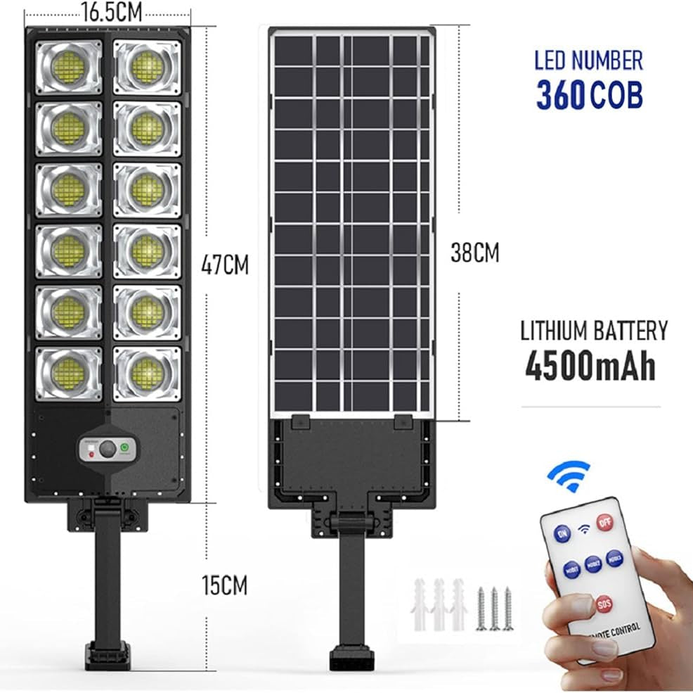 Super bright outdoor solar street light with 360 LEDs 3080mAh Battery
