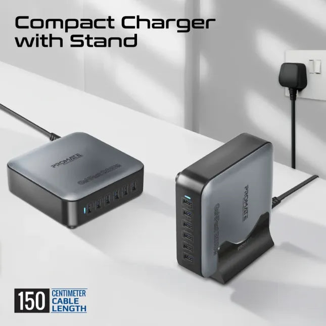 Promate charging solution, engineered with next-gen GaNFast™ technology for compact