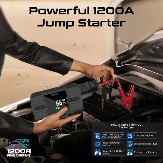 Promate 1200A/12V High-Capacity Jump Starter 150PSI Air Compressor Power bank Promate 1200A/12V High-Capacity Jump Starter 150PSI Air Compressor Power bank