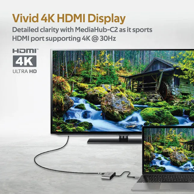 Promate MEDIAHUB-C2, USB-C Display Adapter Hub HDMI 4K & VGA