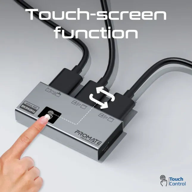 Promate MediaSwitch-2T Ultra-HD 8K@60Hz HDMI® Switch KVM & Hub
