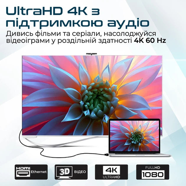 Promate ProLink4K1-3 Meter Right Angle HDMI Audio Video Cable 4K UltraHD
