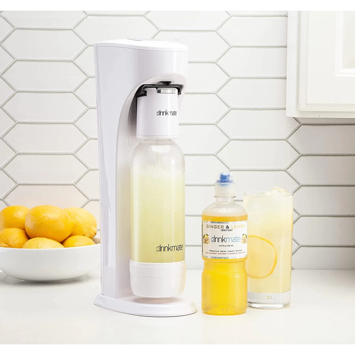 DrinkMate Water & Soda Machine,Carbonates Any Drink ,Cylinder Included - White