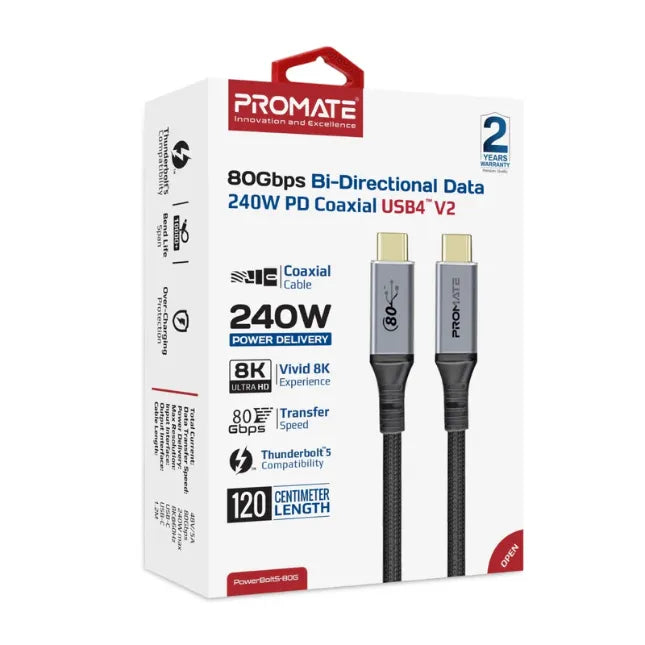 Promate Power through data ultimate USB4™ cable high-performance professionals, gamers Promate Power through data ultimate USB4™ cable high-performance professionals, gamers