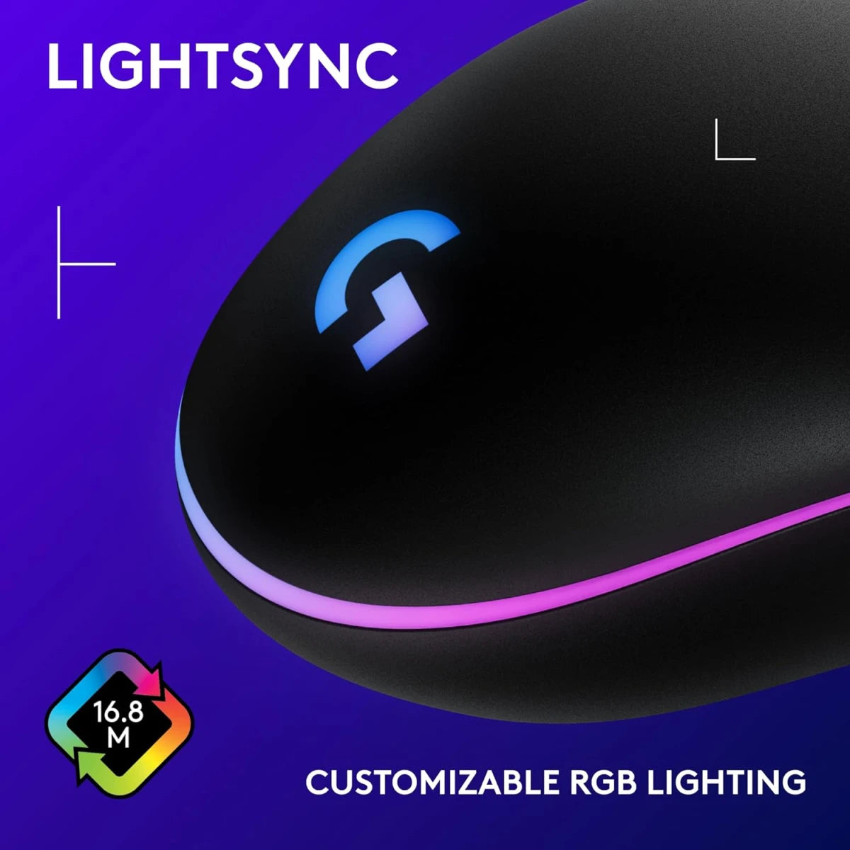 Logitech G203 LIGHTSYNC RGB Wired Gaming Mouse – 8,000 DPI-  Black